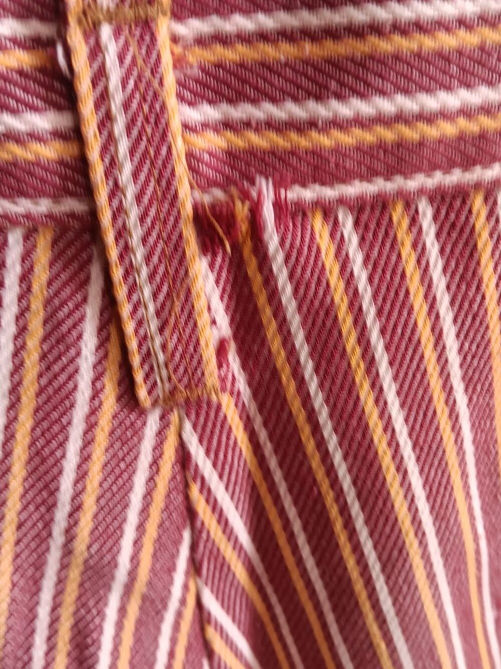 Hippy Bells Boys Vintage Jeans 23x26 1970's Red Yellow Striped Flared Distress